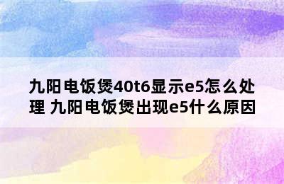 九阳电饭煲40t6显示e5怎么处理 九阳电饭煲出现e5什么原因